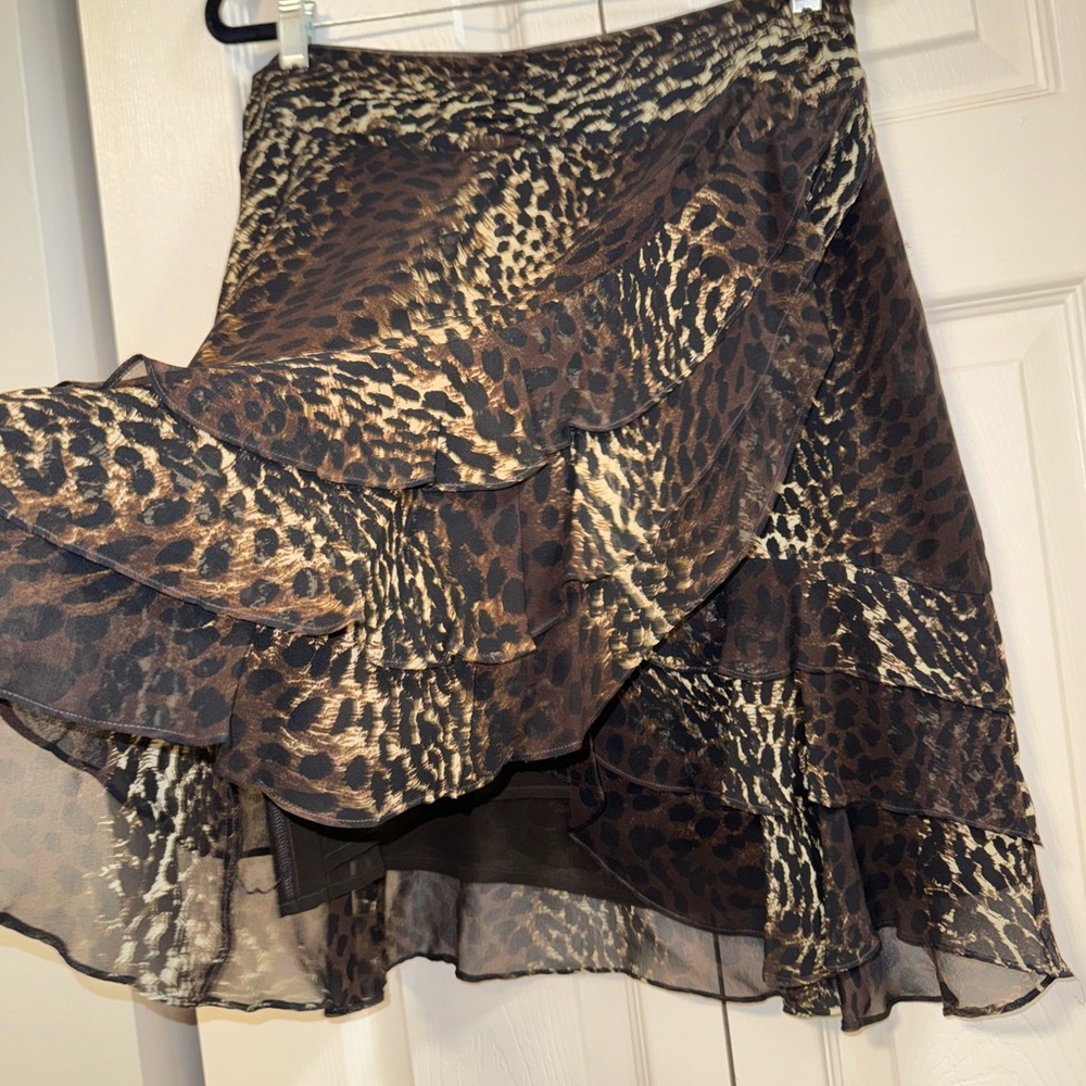 EXPRESS animal print chiffon wrap skirt